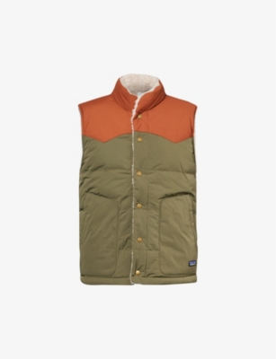 Patagonia Mens Basin Green Reversible Bivy Brand-patch Recycled-polyester Recycled-down Gilet In Basin Green