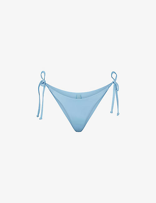 SKIMS: Dipped tie-fastened recycled stretch-nylon bikini bottoms