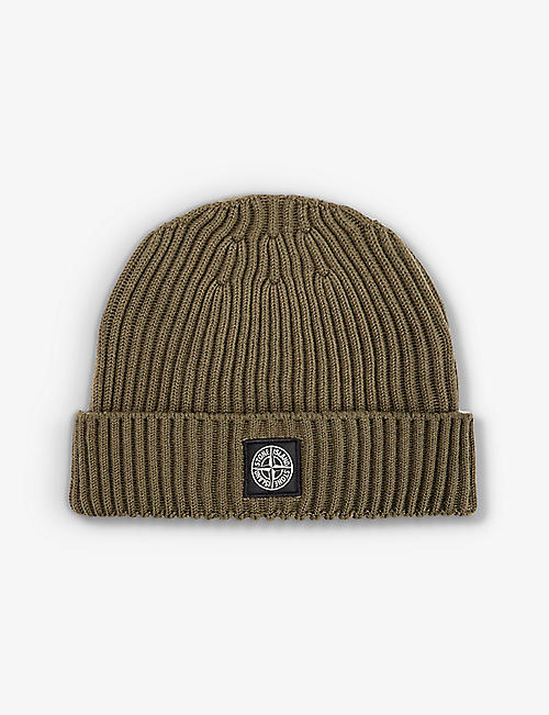 STONE ISLAND: Compass-patch ribbed wool-knit beanie 6-10 years