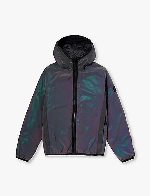 STONE ISLAND: Reflective high-neck woven jacket 6-14 years