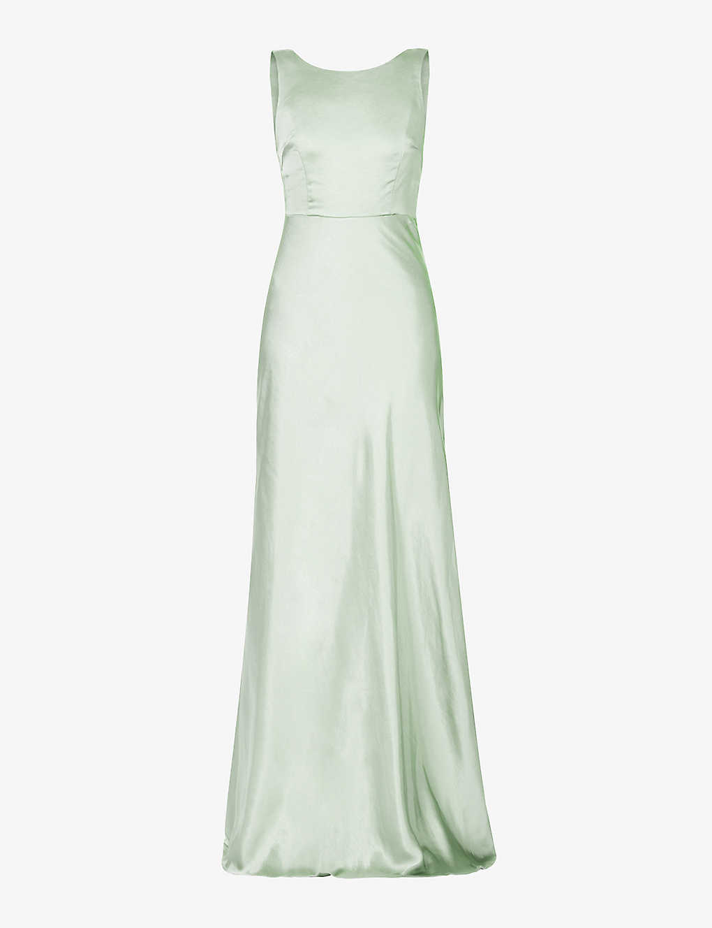 Six Stories Cowl-back Sleeveless Satin Maxi Dress In Pale Green