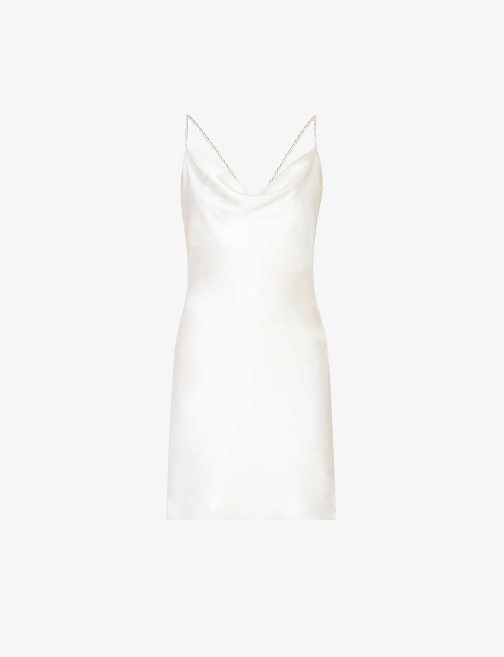 Six Stories Cowl-neck Beaded-strap Satin Mini Dress In White