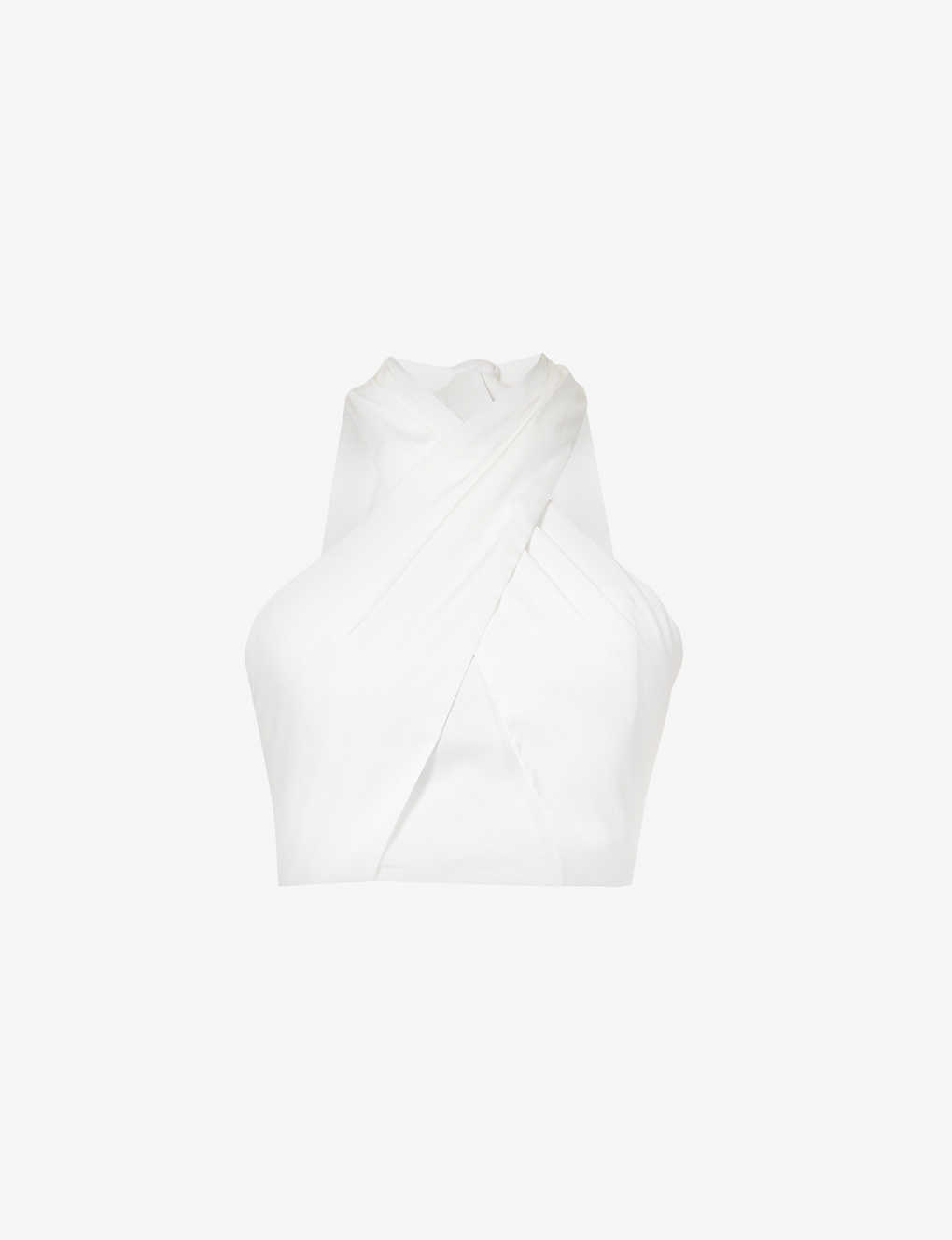 Six Stories Sleeveless Cropped Woven Top In White