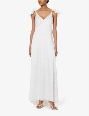 Shop Six Stories Women's White Sleeveless Ruffle-strap Woven Maxi Dress