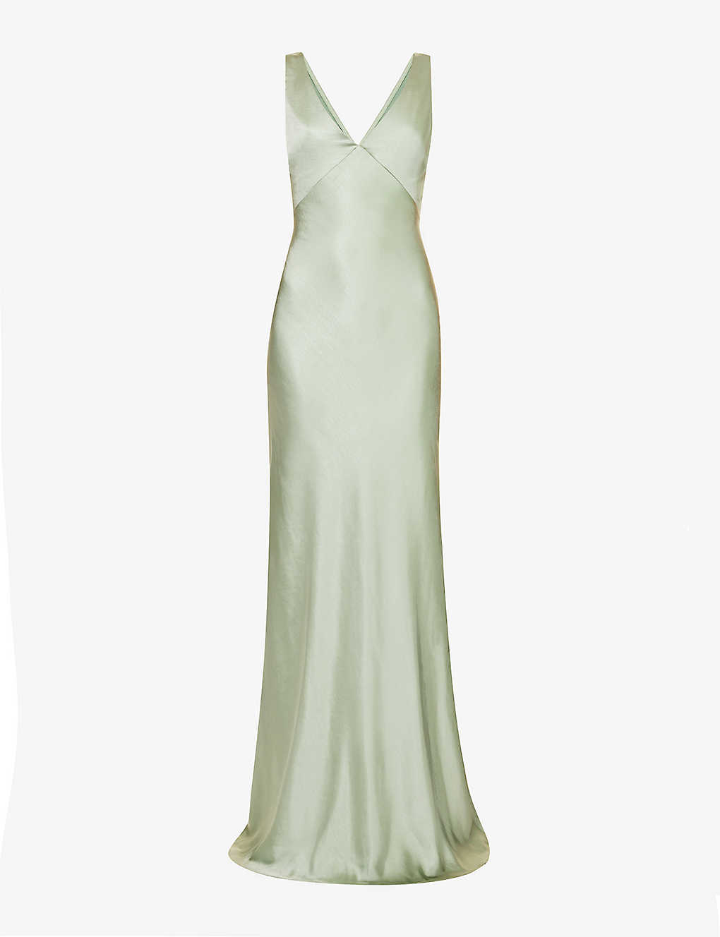 Six Stories Bridesmaids Cowl Back Satin Maxi Dress In Sage - Part Of A Set-green