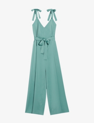 CLAUDIE PIERLOT Jizzie V neck satin jumpsuit