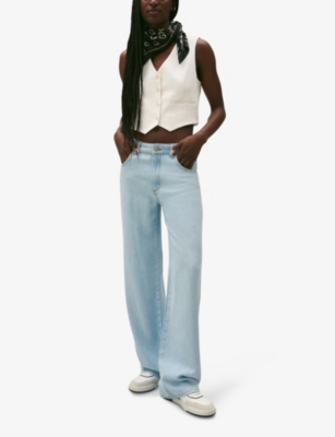 Shop Claudie Pierlot Women's Denim - Jean Platan Wide-leg Mid-rise Jeans