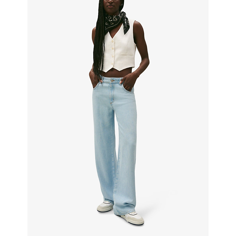 Shop Claudie Pierlot Women's Denim - Jean Platan Wide-leg Mid-rise Jeans