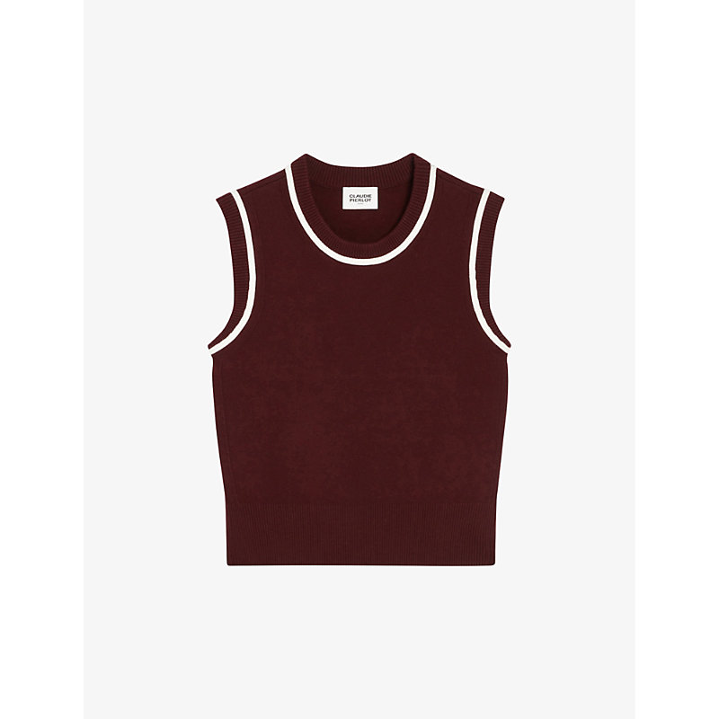 Claudie Pierlot Womens Rouges Striped Sleeveless Knitted Jumper