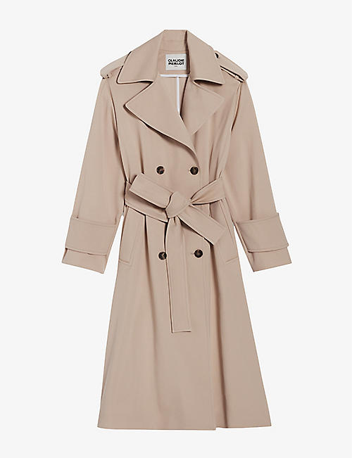 CLAUDIE PIERLOT: Gwendal double-breasted long-line cotton trench coat