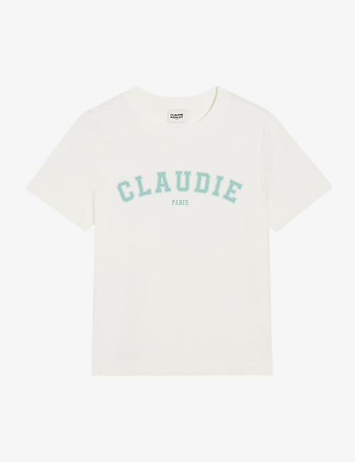 CLAUDIE PIERLOT: Trim logo-print short-sleeve cotton T-shirt