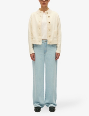 Shop Claudie Pierlot Womens Naturels Mon Blanc Officer-buttons Knitted Cardigan