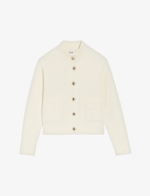 Claudie Pierlot Womens Naturels Mon Blanc Officer-buttons Knitted Cardigan