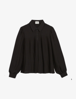 CLAUDIE PIERLOT: Bapia straight-fit pleated woven blouse