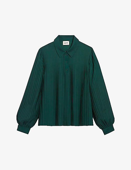 CLAUDIE PIERLOT: Bapia straight-fit pleated woven blouse