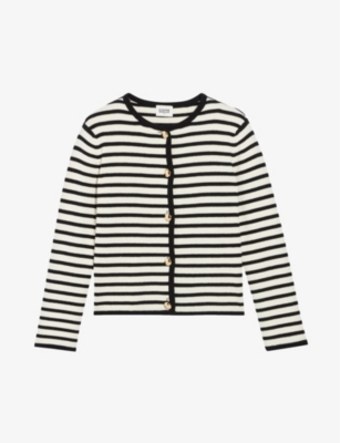 CLAUDIE PIERLOT: Milou two-tone stripe wool-blend cardigan