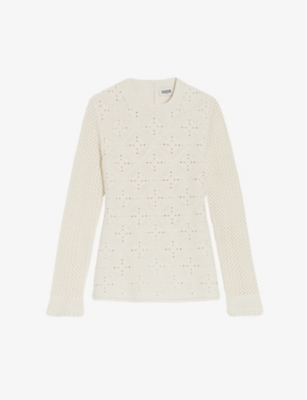 CLAUDIE PIERLOT Round neck openwork detail knitted jumper