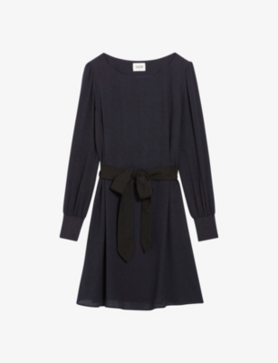 CLAUDIE PIERLOT Ravageuse belted waist woven mini dress