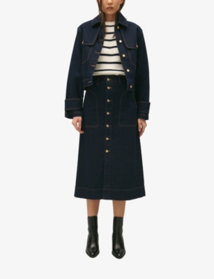 Shop Claudie Pierlot Womens Denim - Jean Villy Straight-fit Cropped-length Stretch-denim Jacket