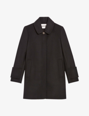 Claudie Pierlot Women's Noir / Gris Gaustine Regular-fit Wool-blend Coat