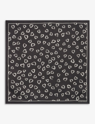 CLAUDIE PIERLOT CLAUDIE PIERLOT WOMENS DIVERS FOULARD HEART-PATTERN SQUARE-SHAPE SILK SCARF