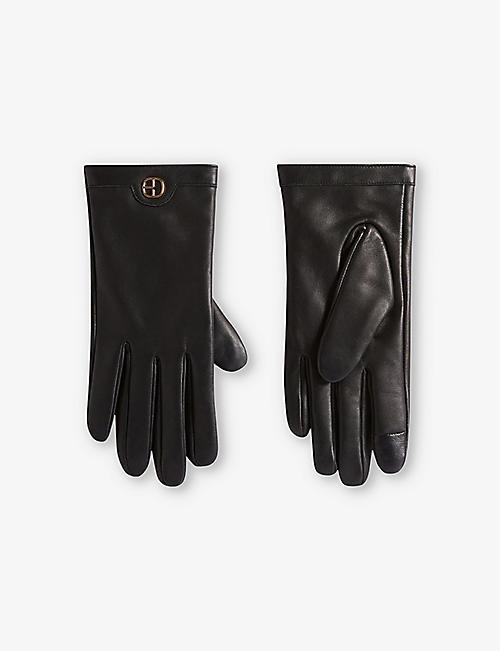 CLAUDIE PIERLOT: Alphonse logo-plaque leather gloves