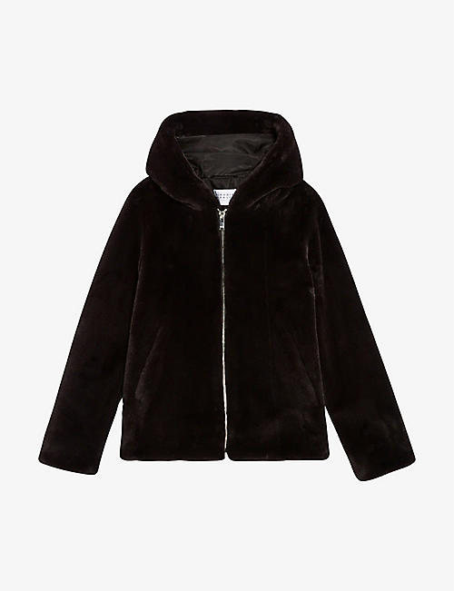 CLAUDIE PIERLOT: Felicien relaxed-fit hooded faux-fur jacket