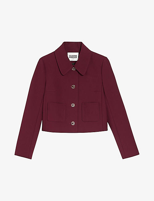 CLAUDIE PIERLOT: Vivienne flap-collar short-length stretch-woven blazer