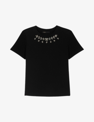 MAJE - Toukana crystal-embellished cotton T-shirt | Selfridges.com