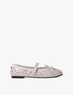MAJE: Faby stud-embellished leather ballet courts