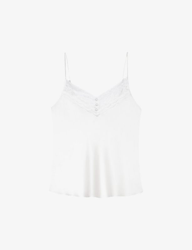 Leana lace-trim relaxed-fit silk camisole top