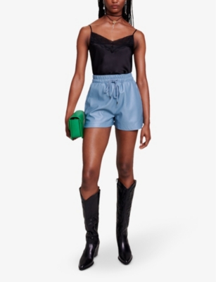 MAJE: Leana lace-trim relaxed-fit silk camisole top