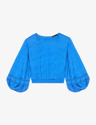 Maje Monolya Monogram Sleeveless Sweater in Clover Ecru/Blue