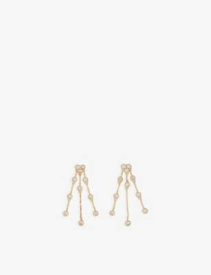 Maje Womens Or Nelibo Crystal-embellished Gold-tone Brass Drop Earrings In Or