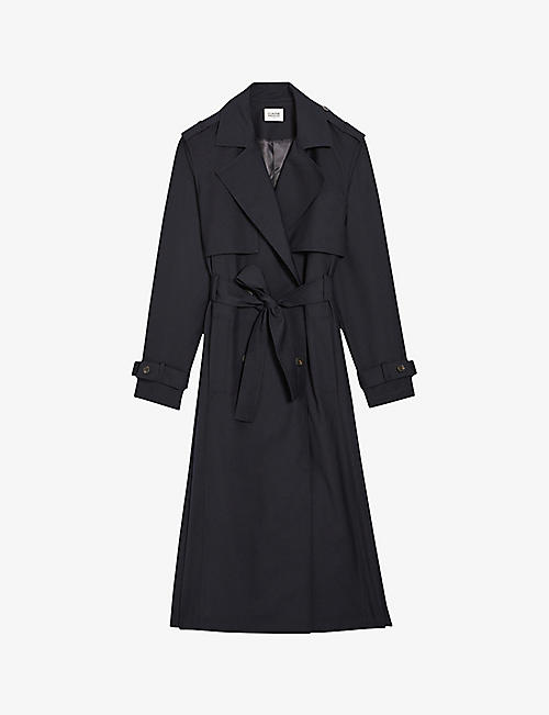 CLAUDIE PIERLOT: Gina monogram-print double-breasted stretch-woven coat