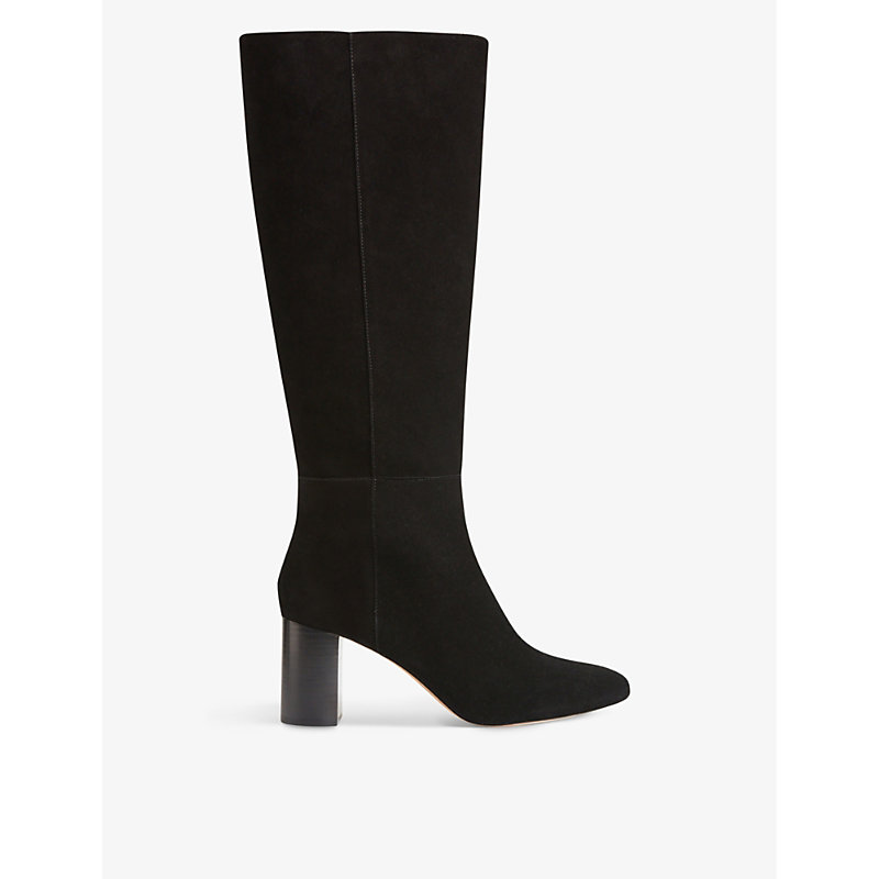 Claudie Pierlot 70mm Knee-high Leather Boots In Noir / Gris