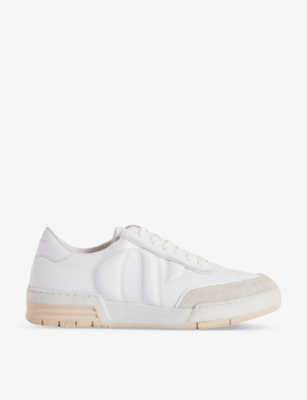 Shop Claudie Pierlot Womens Naturels Arcade Leather Low-top Trainers