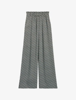 CLAUDIE PIERLOT Wide leg high rise satin trousers Selfridges