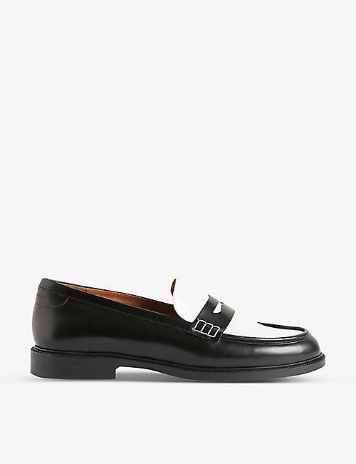 CLAUDIE PIERLOT: Auden contrast-panel round-toe leather loafers