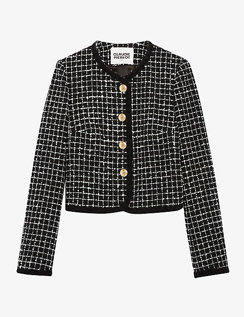 CLAUDIE PIERLOT: Vandabis check-pattern regular-fit woven blazer
