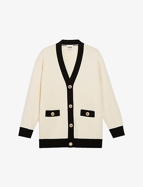 CLAUDIE PIERLOT: Relaxed-fit contrast-trim knitted cardigan