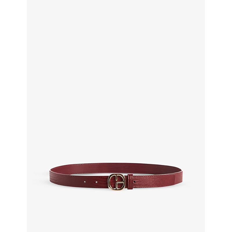 Shop Claudie Pierlot Womens Rouges Logo-buckle Adjustable Leather Belt