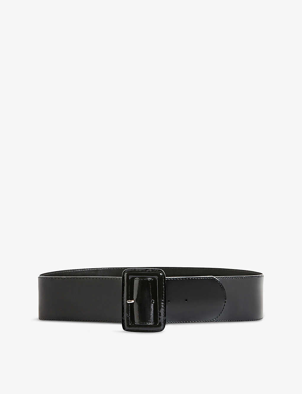 Claudie Pierlot Womens Noir / Gris Wide-fit Patent-leather Belt
