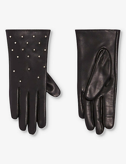 CLAUDIE PIERLOT: Bonneterie stud-embellished leather gloves