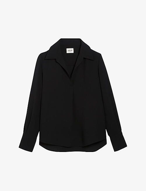 CLAUDIE PIERLOT: Camp-collar V-neck woven blouse