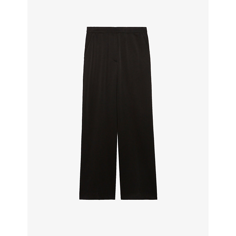 Claudie Pierlot Womens Noir / Gris Pinksatin High-rise Woven Trousers