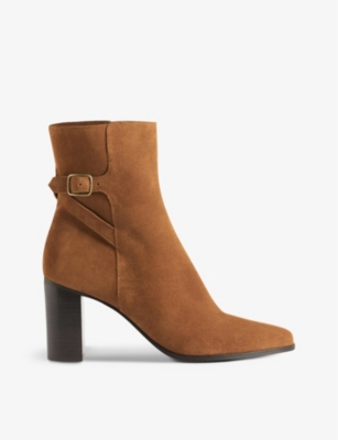 CLAUDIE PIERLOT Authentique round toe block heel suede ankle boots