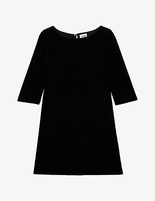 CLAUDIE PIERLOT: Rififi half-sleeve velour mini dress