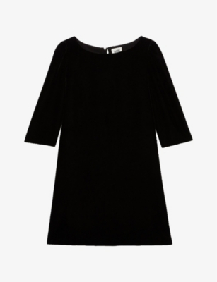 Claudie Pierlot Women's Noir / Gris Rififi Half-sleeve Velour Mini Dress