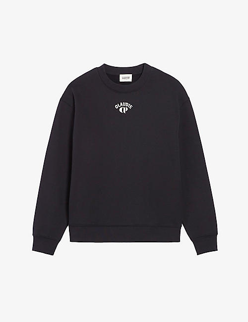 CLAUDIE PIERLOT: Brand-embroidered dropped-shoulder cotton sweatshirt